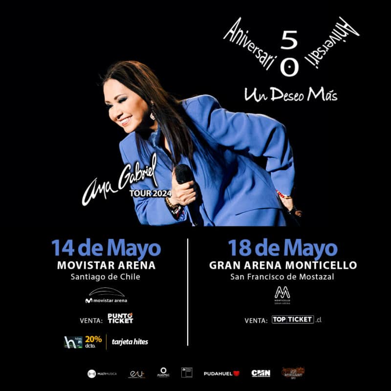 Ana Gabriel en Chile este miércoles arranca la venta de entradas