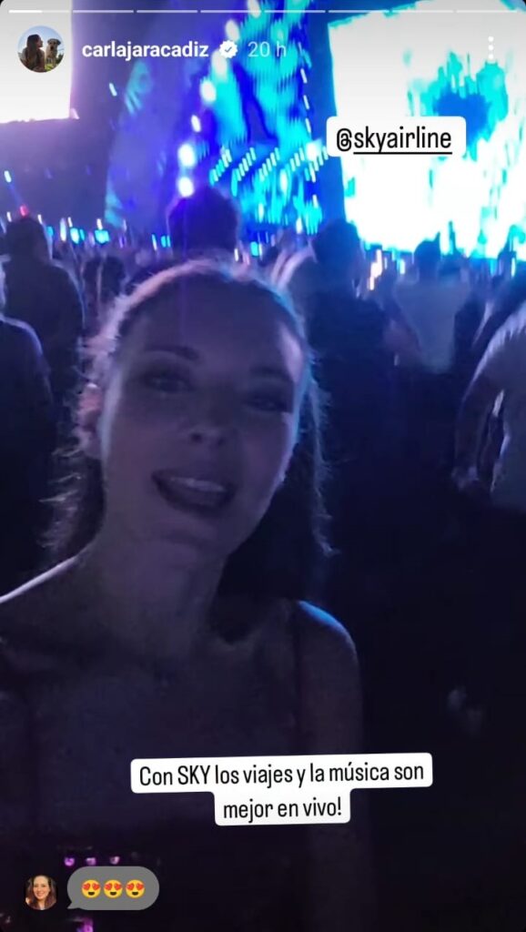 Historia de Instagram de Carla Jara en el concierto de Karol G.